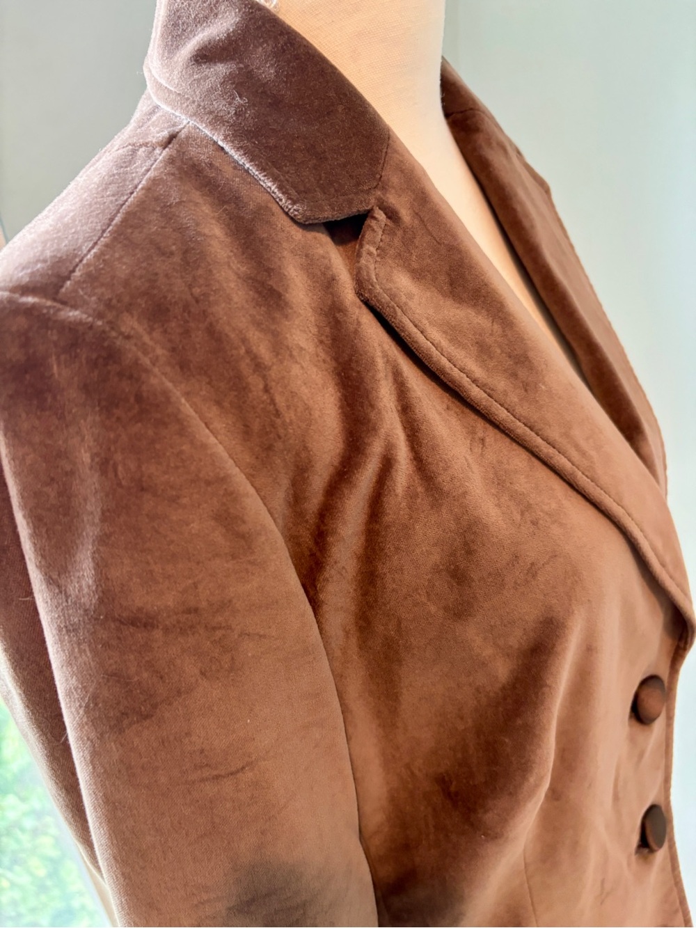 Banana Republic Vintage Brown Velvet Button Up Blazer Y2K Retro - Size 10 - Picture 5 of 11